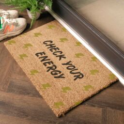 Artsy Mats Check Your Energy Doormat (60 x 40cm) in Brown - Size: 40 cm x 60 cm - thumbnail 2