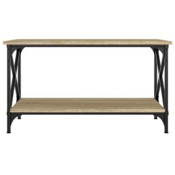 Berkfield Home Coffee Table Sonoma Oak 80x45x45 cm Engineered Wood & Iron in Brown - Size: 80 x 45 x 45 cm - thumbnail 4
