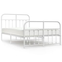 Berkfield Home Metal Bed Frame with Headboard & Footboard White 120x190 cm Small Double - thumbnail 2