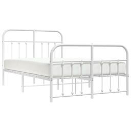 Berkfield Home Metal Bed Frame with Headboard & Footboard White 120x190 cm Small Double - thumbnail 3