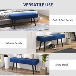 STILVORA Upholstered Bench with Steel Legs in Blue - thumbnail 8
