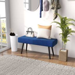 STILVORA Upholstered Bench with Steel Legs in Blue - thumbnail 3