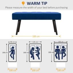 STILVORA Upholstered Bench with Steel Legs in Blue - thumbnail 9