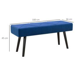 STILVORA Upholstered Bench with Steel Legs in Blue - thumbnail 4