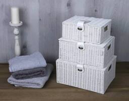 Marco Paul Storage Baskets with Lids set of 3 Decorative Storage Boxes in White - thumbnail 1