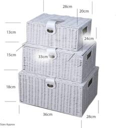 Marco Paul Storage Baskets with Lids set of 3 Decorative Storage Boxes in White - thumbnail 3