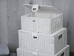 Marco Paul Storage Baskets with Lids set of 3 Decorative Storage Boxes in White - thumbnail 4