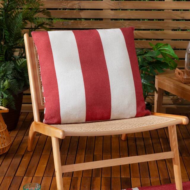 Furn Deck Stripe Woven Outdoor Cushion in Red - image 1