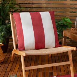 Furn Deck Stripe Woven Outdoor Cushion in Red - thumbnail 1