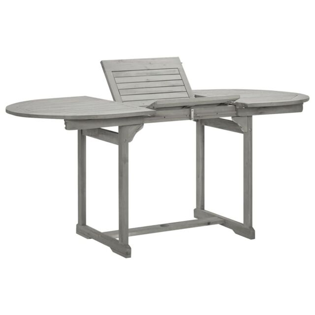 Berkfield Home Garden Dining Table (120-170)x80x75 cm Solid Acacia Wood in Grey - image 1
