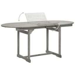 Berkfield Home Garden Dining Table (120-170)x80x75 cm Solid Acacia Wood in Grey - thumbnail 4