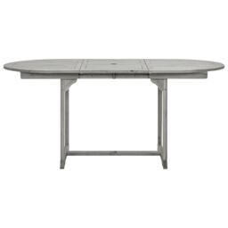 Berkfield Home Garden Dining Table (120-170)x80x75 cm Solid Acacia Wood in Grey - thumbnail 5