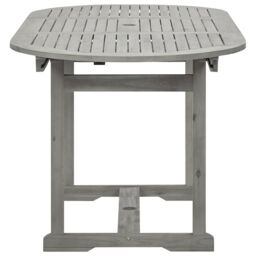 Berkfield Home Garden Dining Table (120-170)x80x75 cm Solid Acacia Wood in Grey - thumbnail 6