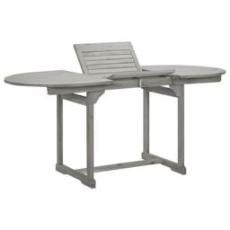 Berkfield Home Garden Dining Table (120-170)x80x75 cm Solid Acacia Wood in Grey - thumbnail 1