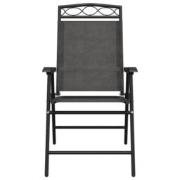 Berkfield Home Beautiful Folding Garden Chairs 2 pcs Melange Grey Steel & Textilene - thumbnail 5