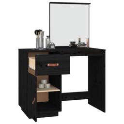 Berkfield Home Dressing Table Black 95x50x134 cm Solid Wood Pine - Size: 95 x 50 x 134 cm - thumbnail 5