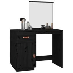 Berkfield Home Dressing Table Black 95x50x134 cm Solid Wood Pine - Size: 95 x 50 x 134 cm - thumbnail 4