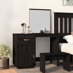 Berkfield Home Dressing Table Black 95x50x134 cm Solid Wood Pine - Size: 95 x 50 x 134 cm - thumbnail 2