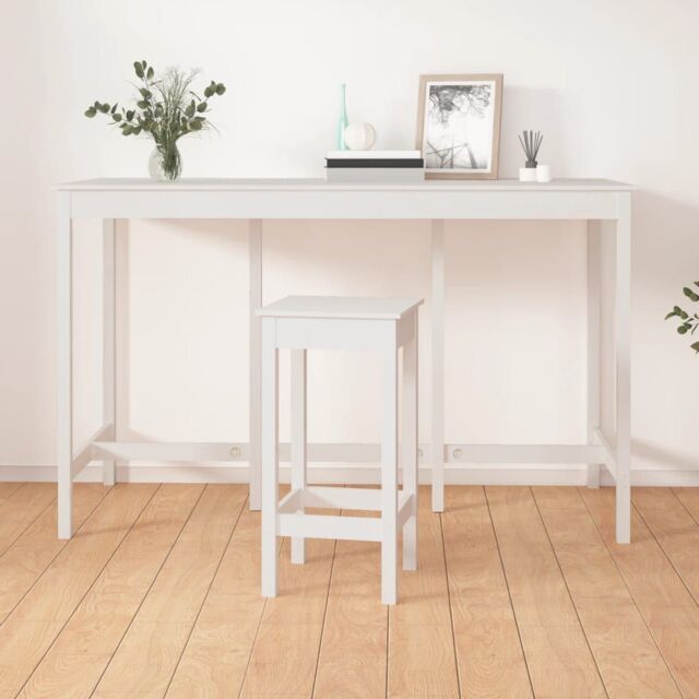 Berkfield Home Bar Table White 180x80x110 cm Solid Wood Pine - Size: 180 x 80 x 110 cm - image 1