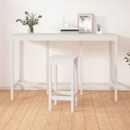 Berkfield Home Bar Table White 180x80x110 cm Solid Wood Pine - Size: 180 x 80 x 110 cm - thumbnail 1
