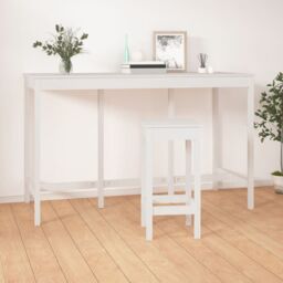 Berkfield Home Bar Table White 180x80x110 cm Solid Wood Pine - Size: 180 x 80 x 110 cm - thumbnail 5