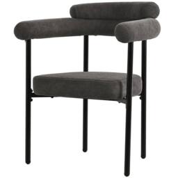 Fascinate Modern Faux Suede Upholstered Armrest Dining Chairs - Set of 2 in Grey - thumbnail 5