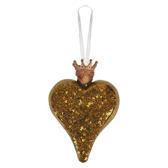 VFM e-Store Christmas Hanging Heart Decoration 13cm x 10cm Gold X 1 - Size: 13 cm x 10 cm - image 1