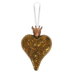 VFM e-Store Christmas Hanging Heart Decoration 13cm x 10cm Gold X 1 - Size: 13 cm x 10 cm - thumbnail 1