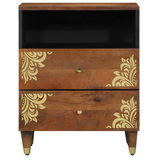 Berkfield Home Stunning Bedside Cabinet 50x33x60 cm Solid Wood Mango in Brown - Size: 50 x 33 x 60 cm - image 1