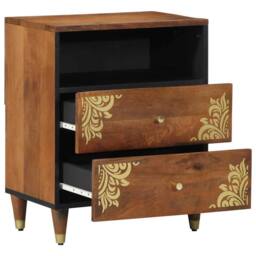 Berkfield Home Stunning Bedside Cabinet 50x33x60 cm Solid Wood Mango in Brown - Size: 50 x 33 x 60 cm - thumbnail 3