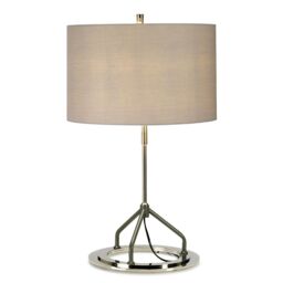 Loops Table Lamp Grey Shade White Highly Polished Nickel Finish LED E27 60W Bulb in Metallics - thumbnail 1