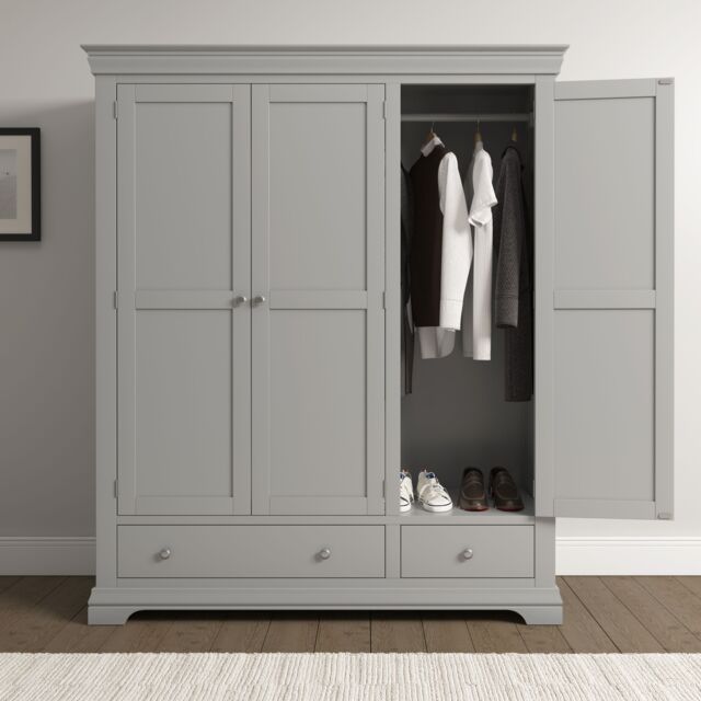 Seconique Bordeaux 3 Door Wardrobe (Part Assembled) in Light Grey - image 1