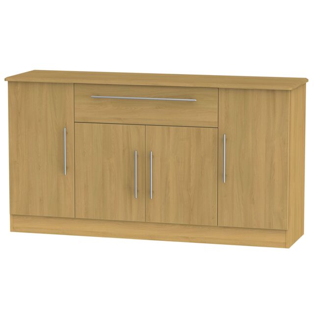 Ready Assembled 2 U Carlton 4 Door 1 Drawer Wide Unit (Ready Assembled) in Natural - Size: Large