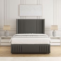 "BSSPOKE Peyton Divan Bed Velvet 54"" Headboard & 2Drawers Footend No Mattress in Grey - Size: Double" - thumbnail 3