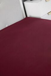 Snug City Fitted Sheet Polycotton Plain Dyed Extra Deep 25cm Bed Linen in Burgundy - Size: Cot - thumbnail 4