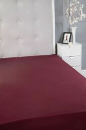 Snug City Fitted Sheet Polycotton Plain Dyed Extra Deep 25cm Bed Linen in Burgundy - Size: Cot - thumbnail 3