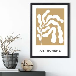 ARTZE Mustard Yellow & White Matisse Style Floral Cutout Framed Print SIZE: A4 with Black Frame - thumbnail 2