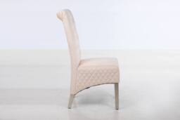 Modernique A Pair (x2) Velvet Tufted High Back Dining Chairs with Chrome Legs in Beige - thumbnail 2