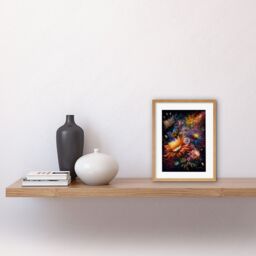 "Artery8 Wall Art Print Wildflower Bouquet Pink Blue Orange Floral Artwork Framed 9X7 Inch in Beige - Size: W7"" x H9""" - thumbnail 2