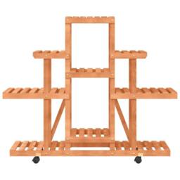 Berkfield Home Elegant Flower Stand with Wheels 110x25x101 cm Solid Wood Fir in Brown - Size: 110 x 25 x 101 cm - thumbnail 5
