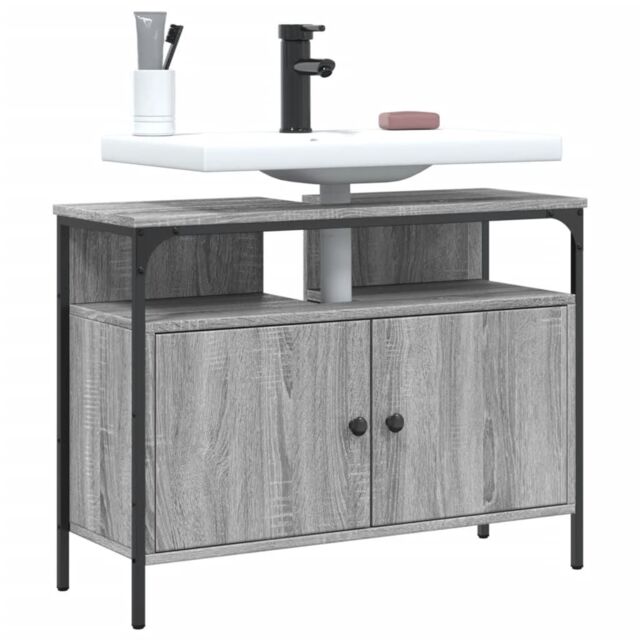 Berkfield Home Bathroom Sink Cabinet Grey Sonoma 80x30x60 cm Engineered Wood - Size: 80 x 30 x 60 cm - image 1