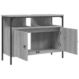 Berkfield Home Bathroom Sink Cabinet Grey Sonoma 80x30x60 cm Engineered Wood - Size: 80 x 30 x 60 cm - thumbnail 6