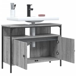 Berkfield Home Bathroom Sink Cabinet Grey Sonoma 80x30x60 cm Engineered Wood - Size: 80 x 30 x 60 cm - thumbnail 4