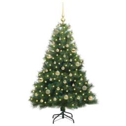 Berkfield Home Realistic Artificial Christmas Tree with 150 LEDs Green 150 cm PE - thumbnail 1