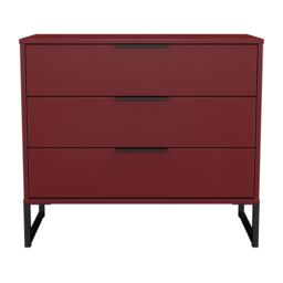 Ready Assembled 2 U Fuji 3 Drawer Chest (Ready Assembled) in Dark Red - thumbnail 2