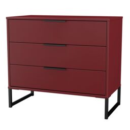 Ready Assembled 2 U Fuji 3 Drawer Chest (Ready Assembled) in Dark Red - thumbnail 4