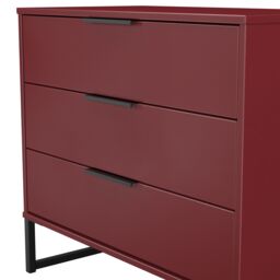 Ready Assembled 2 U Fuji 3 Drawer Chest (Ready Assembled) in Dark Red - thumbnail 5