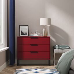 Ready Assembled 2 U Fuji 3 Drawer Chest (Ready Assembled) in Dark Red