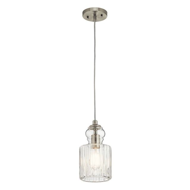 Loops 1 Bulb Ceiling Pendant Light Fitting Brushed Nickel LED E27 60W Bulb in Metallics