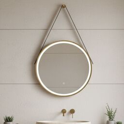 Balterley Round Framed LED Mirror with Demister, 600mm - Brushed Brass/Brown in Metallics - thumbnail 8